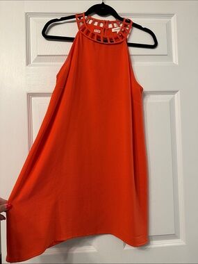 Bright Orange Cutout Halter Dress